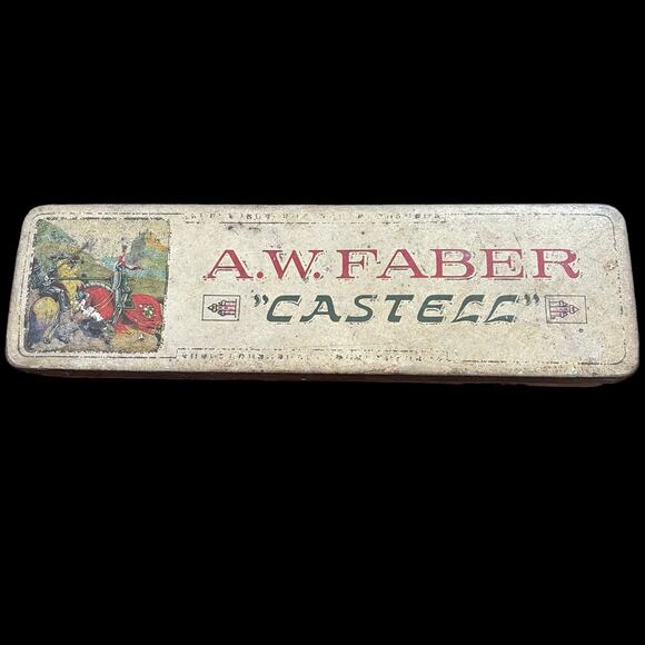 AW Faber Castell Pencil Tin Case Box Vtg Metal Germany EMPTY Draw Drafting READ - Picture 1 of 11